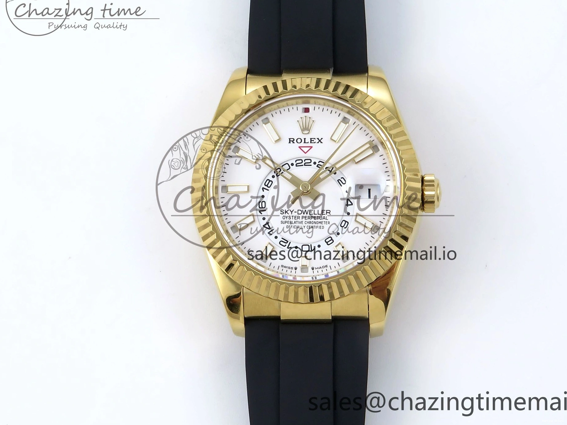 0701 Trendy Sky-Dweller 336238 YG ZF 1:1 Best Edition White Dial on Oysterflex Strap A23J (Gain Weight) 904